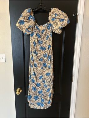 Rhode Tess  Floral Puff-Sleeve Midi Dress